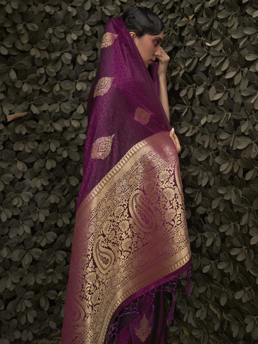 Satin Silk Banarasi Saree for Women