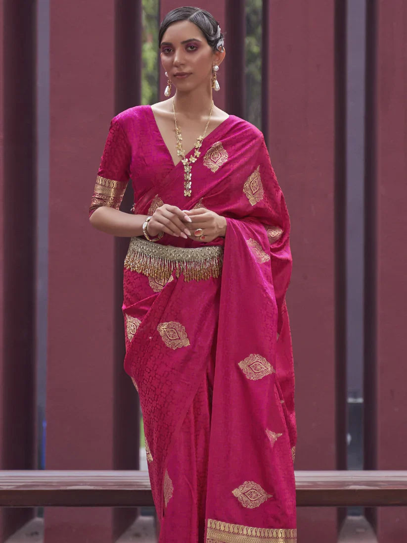 Satin Silk Banarasi Saree for Women