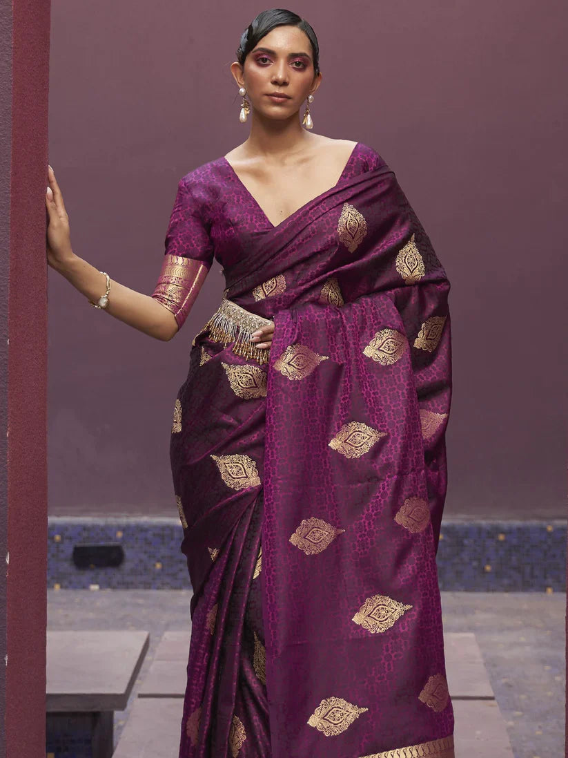 Satin Silk Banarasi Saree for Women