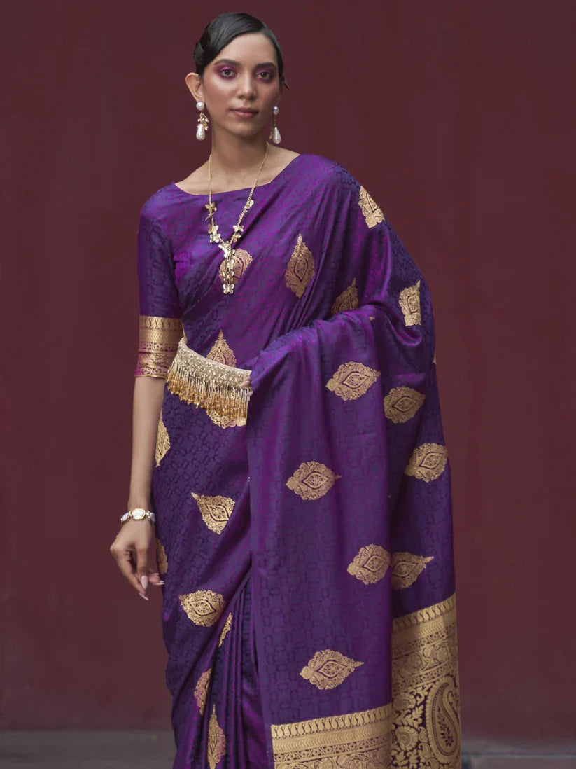 Satin Silk Banarasi Saree for Women