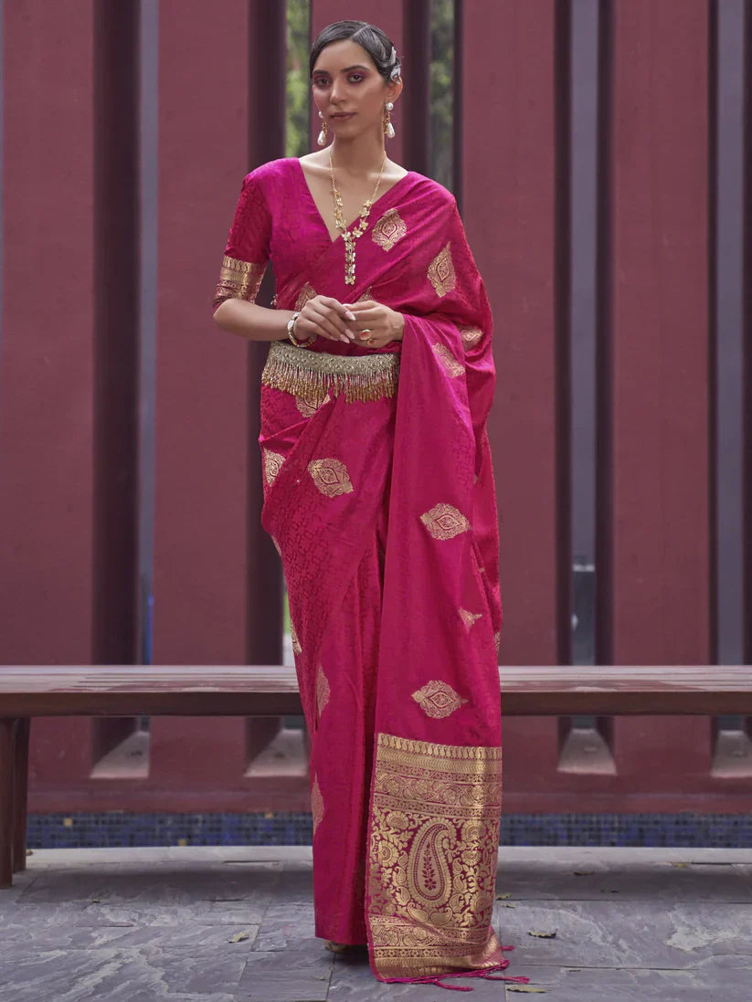 Satin Silk Banarasi Saree for Women
