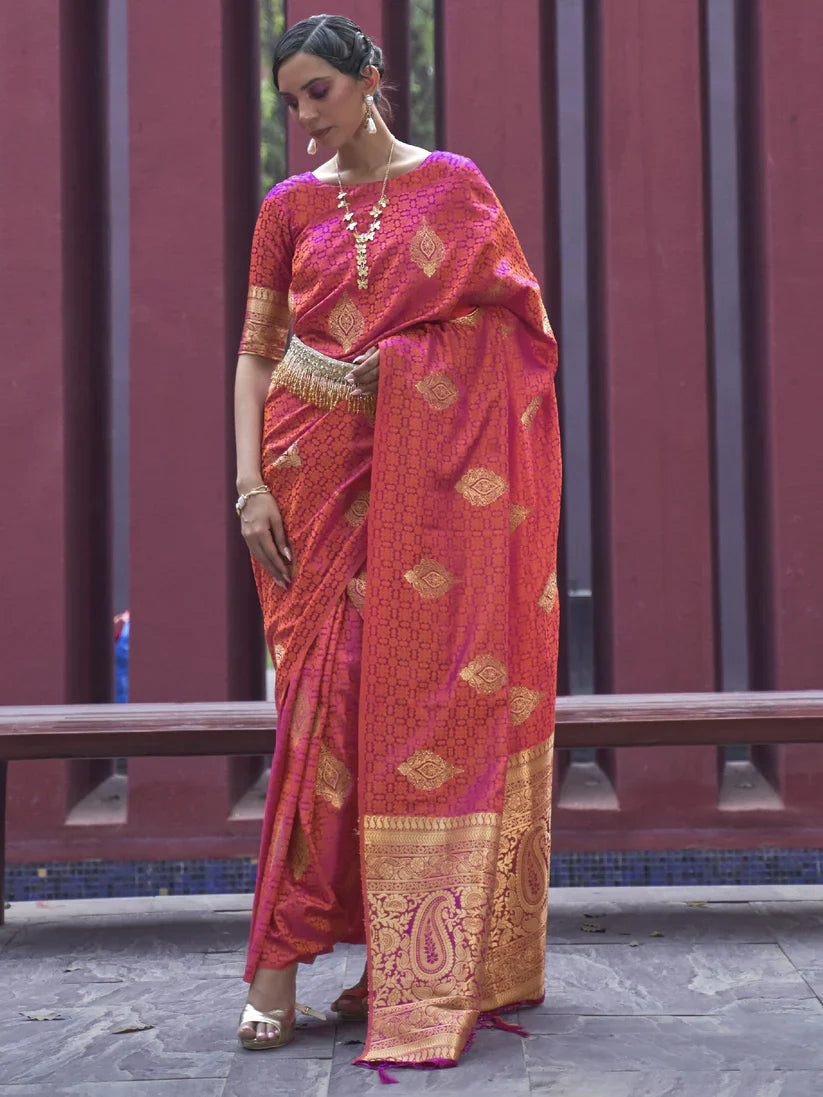 Satin Silk Banarasi Saree for Women