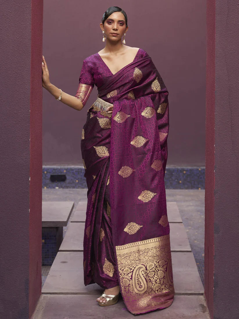 Satin Silk Banarasi Saree for Women