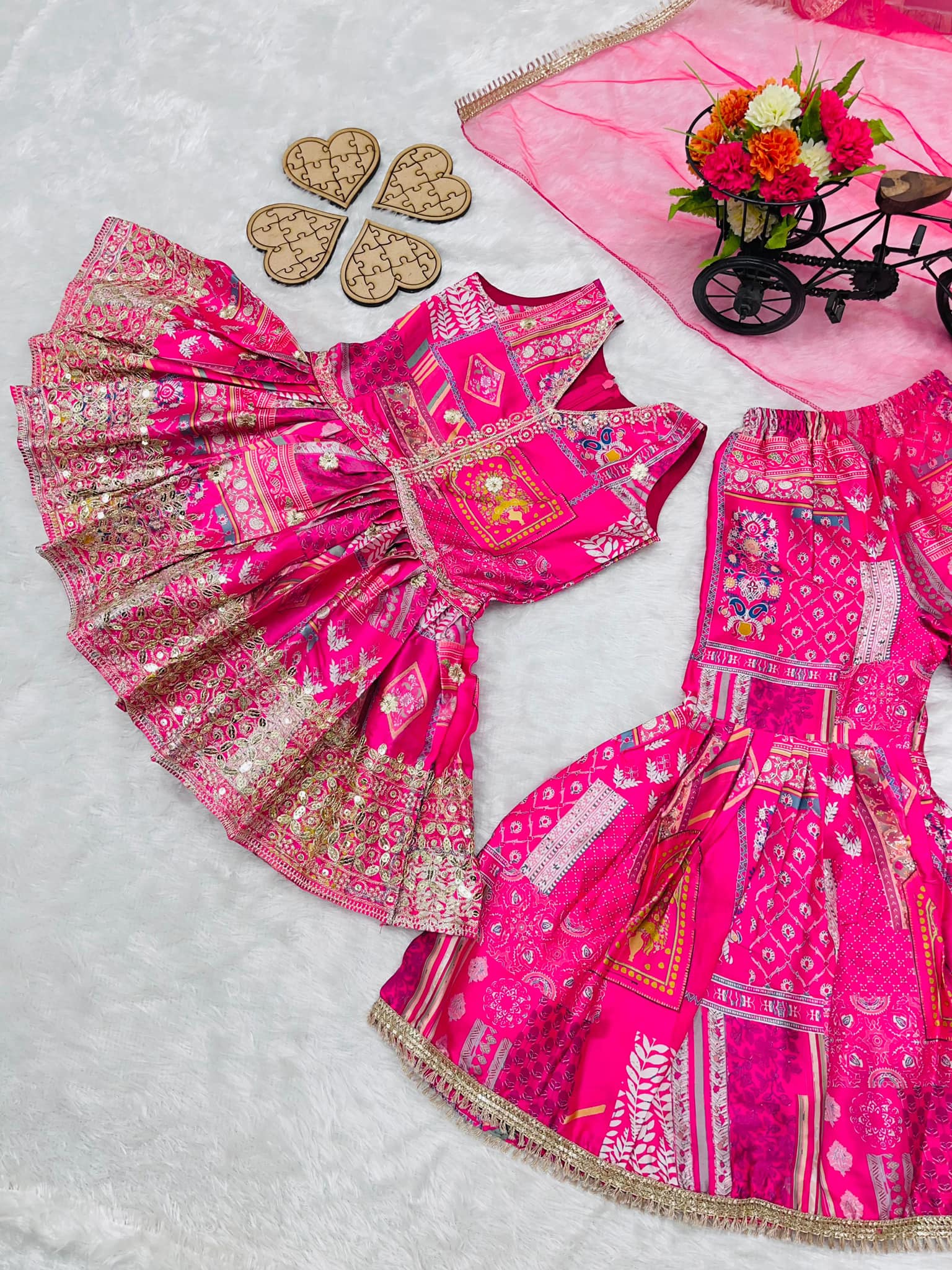 Kid's Heavy Sequin Embroidered Set with Digital Print
