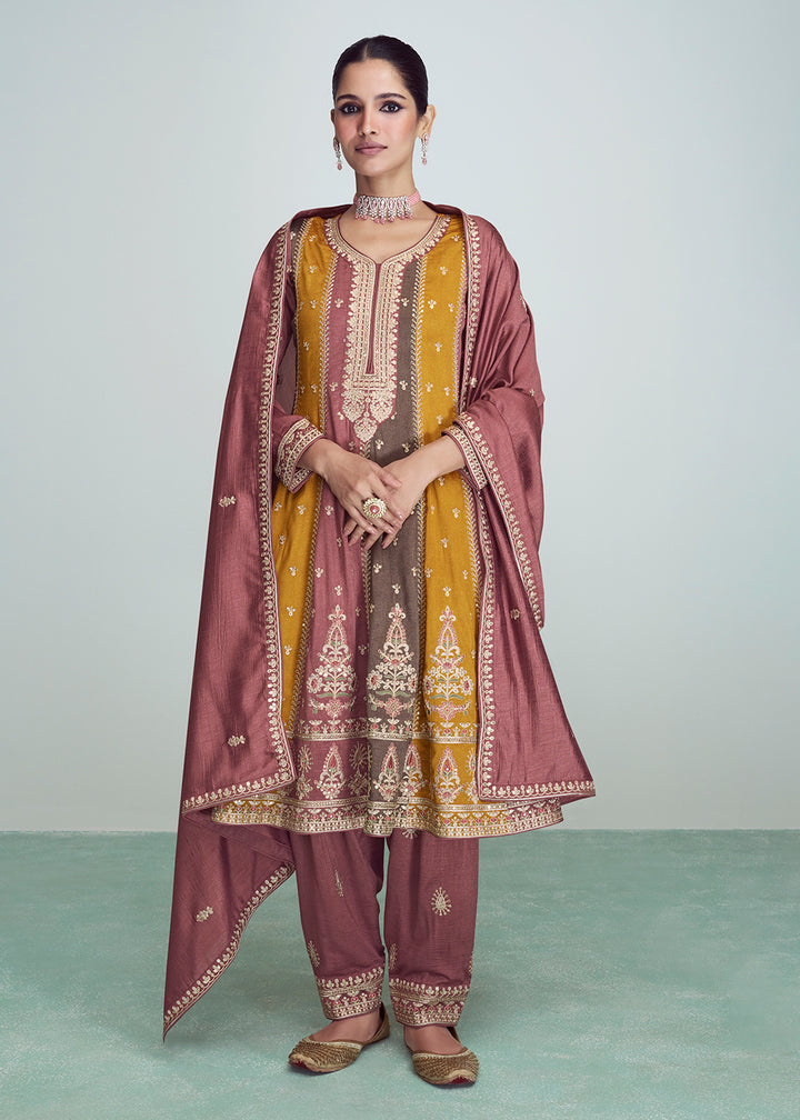 Silk Embroidered Peplum Punjabi Style gown