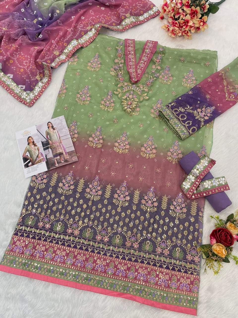 Georgette Traditional Wear Embroidery Work Suit