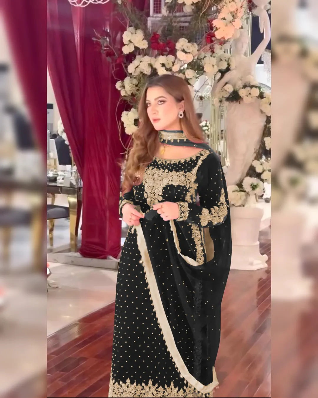 Premium Party Wear Viscose Velvet Designer Dress