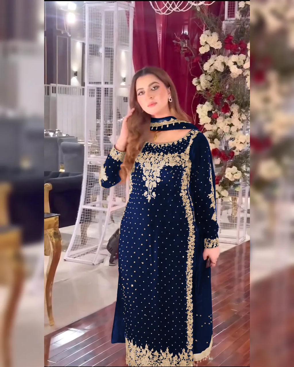 Premium Party Wear Viscose Velvet Designer Dress