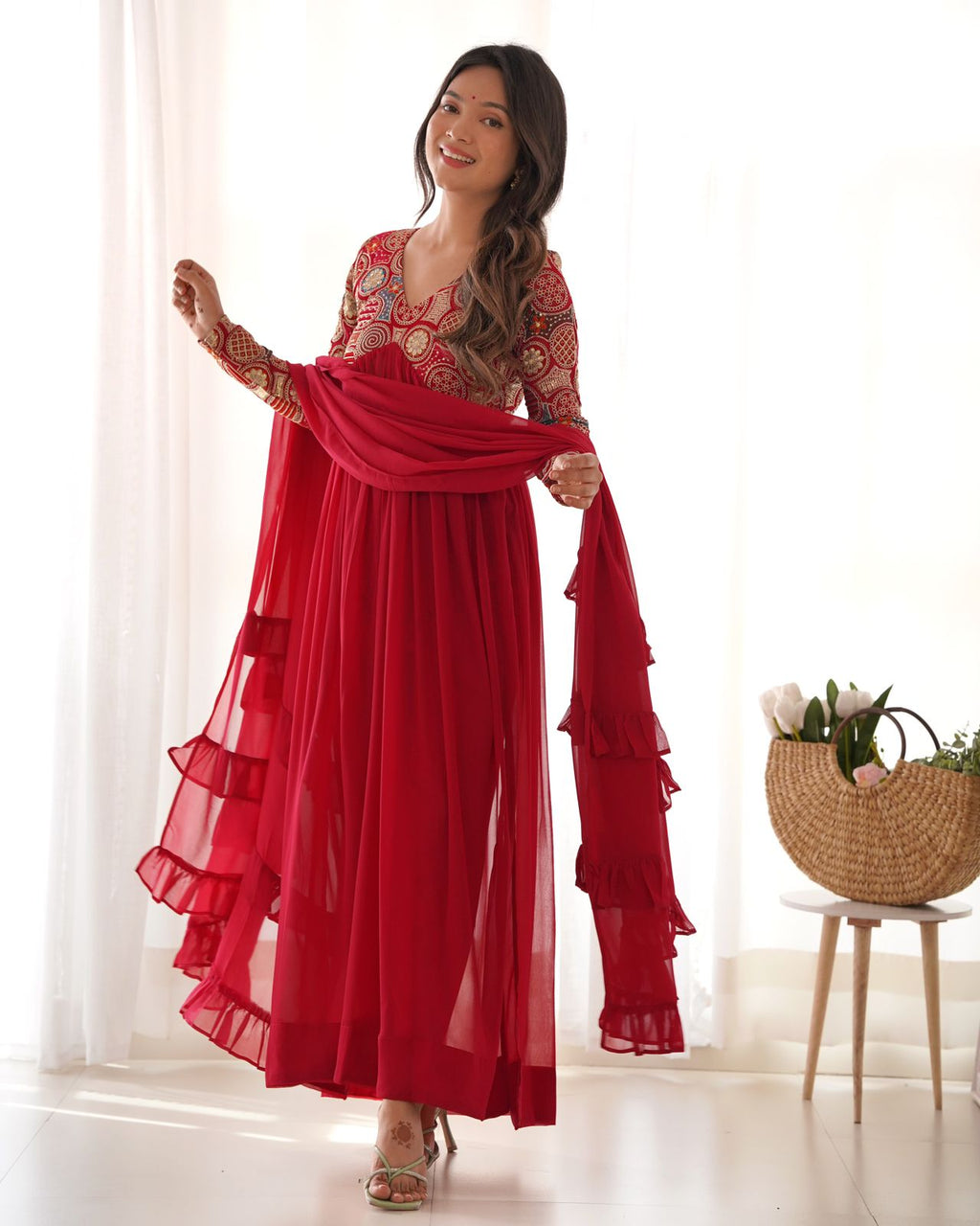 Pink Colour Georgette Gown Set