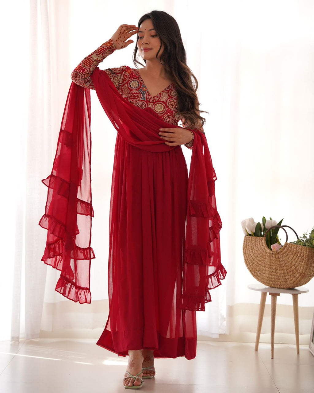 Pink Colour Georgette Gown Set