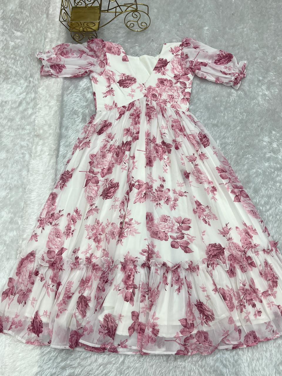 Pure Soft Georgette with Floral gown