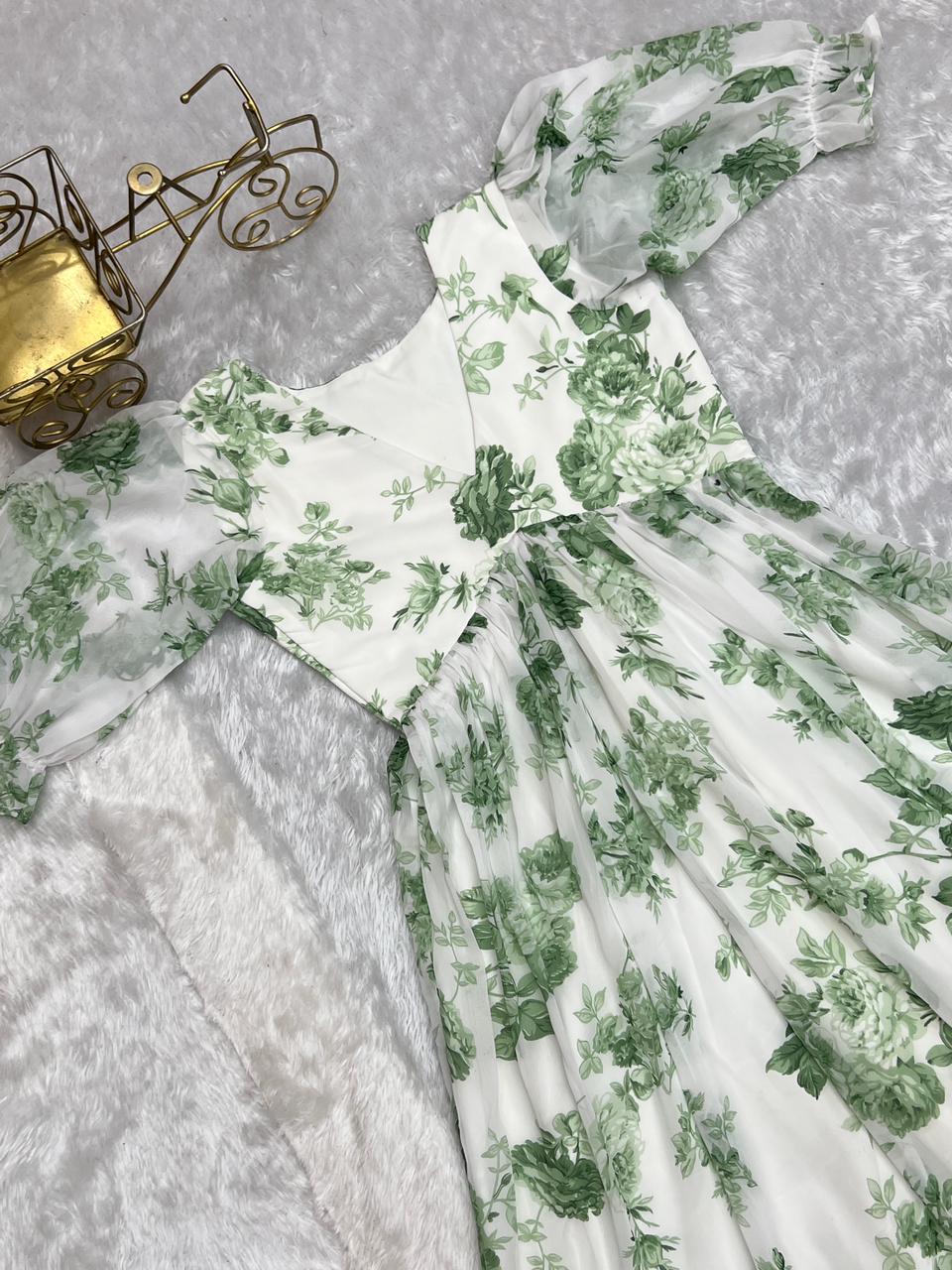 Pure Soft Georgette with Floral gown