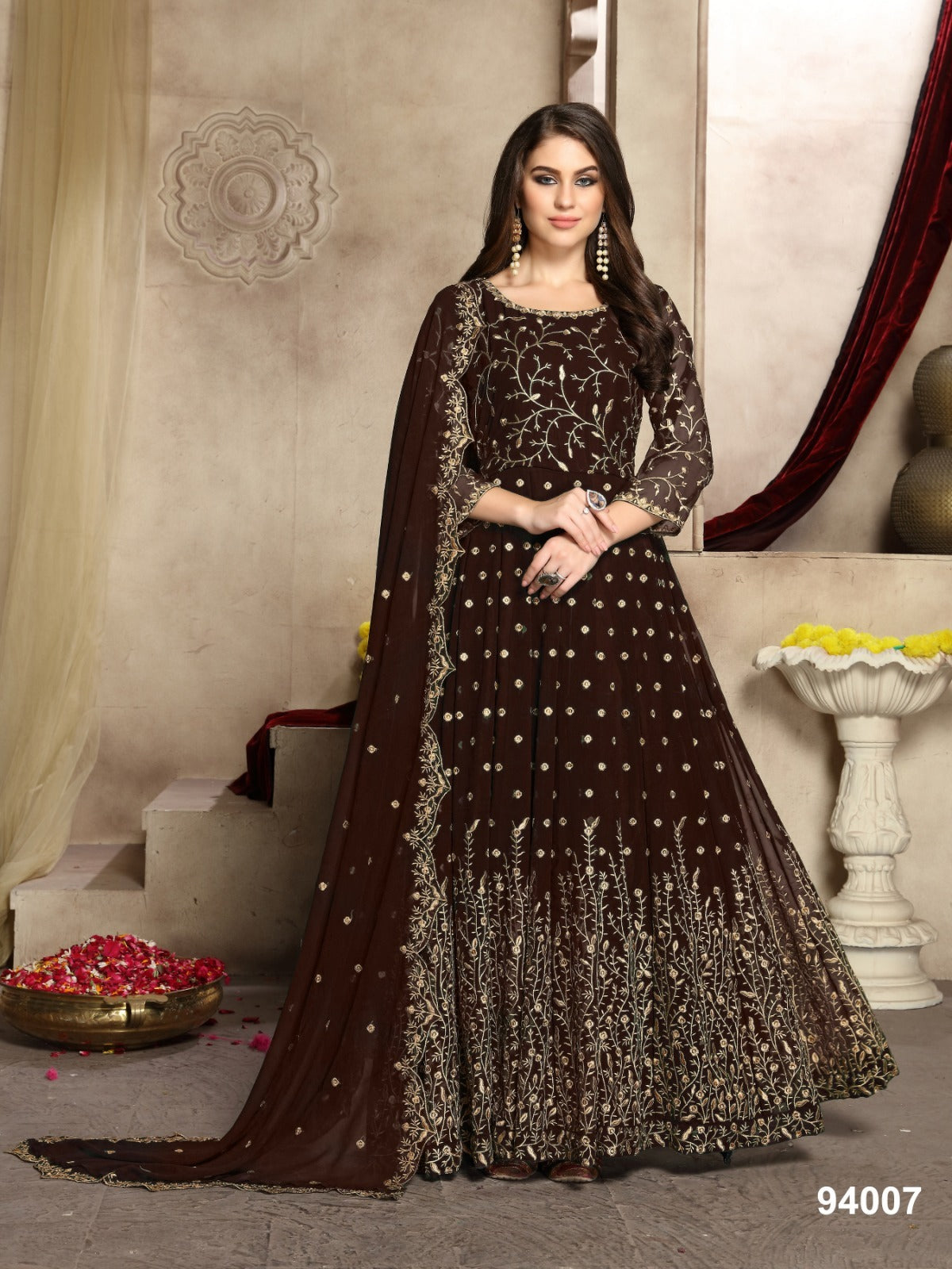Georgette Multi Thread Zari Stitched Anarkali Suit