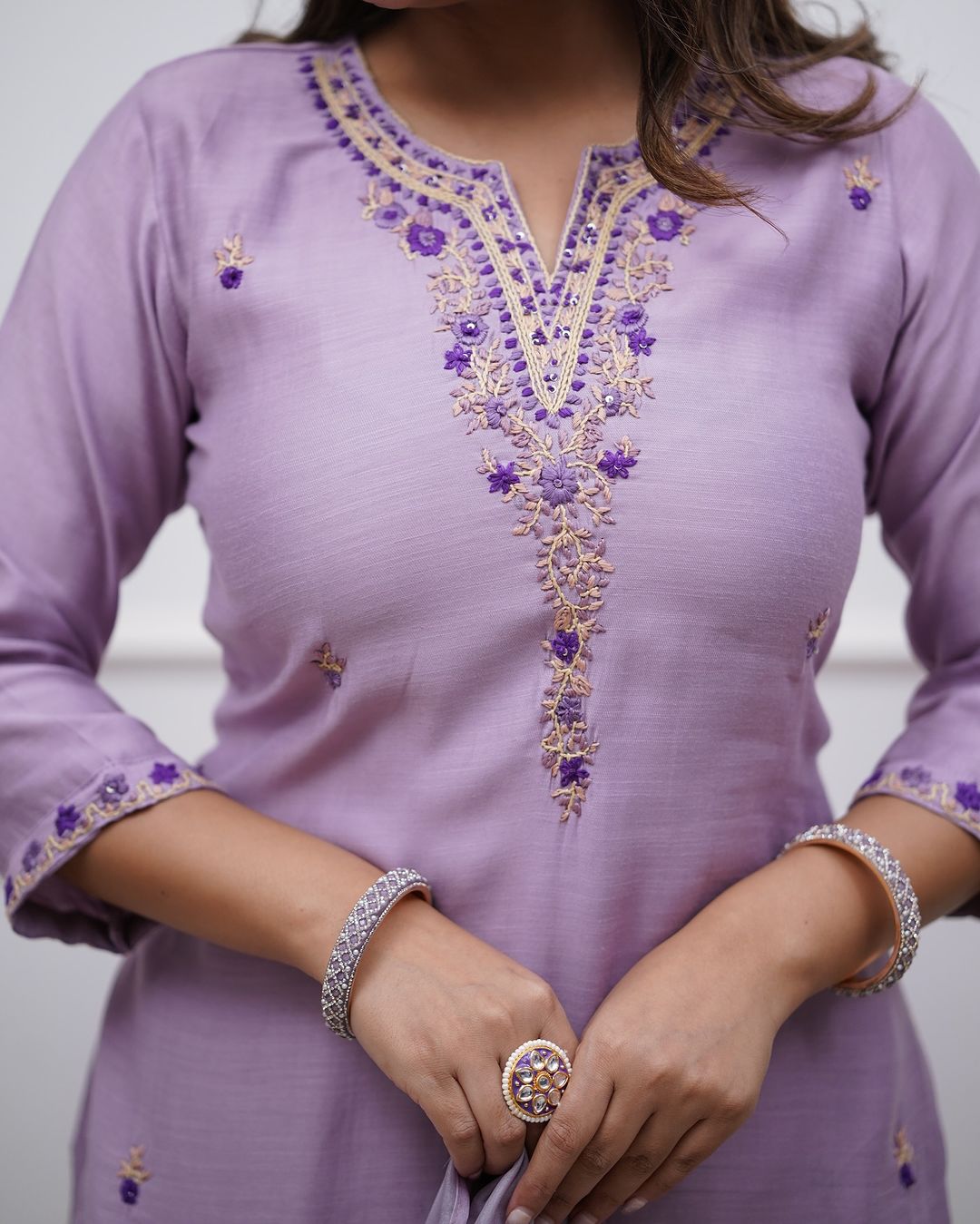 Lavender Rayon Printed Salwar Kameez