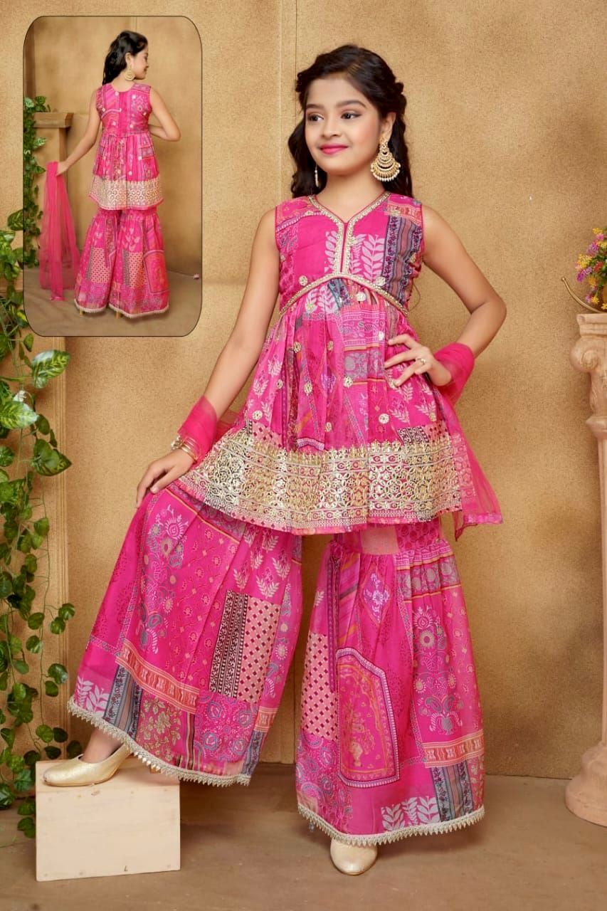 Kid's Heavy Sequin Embroidered Set with Digital Print