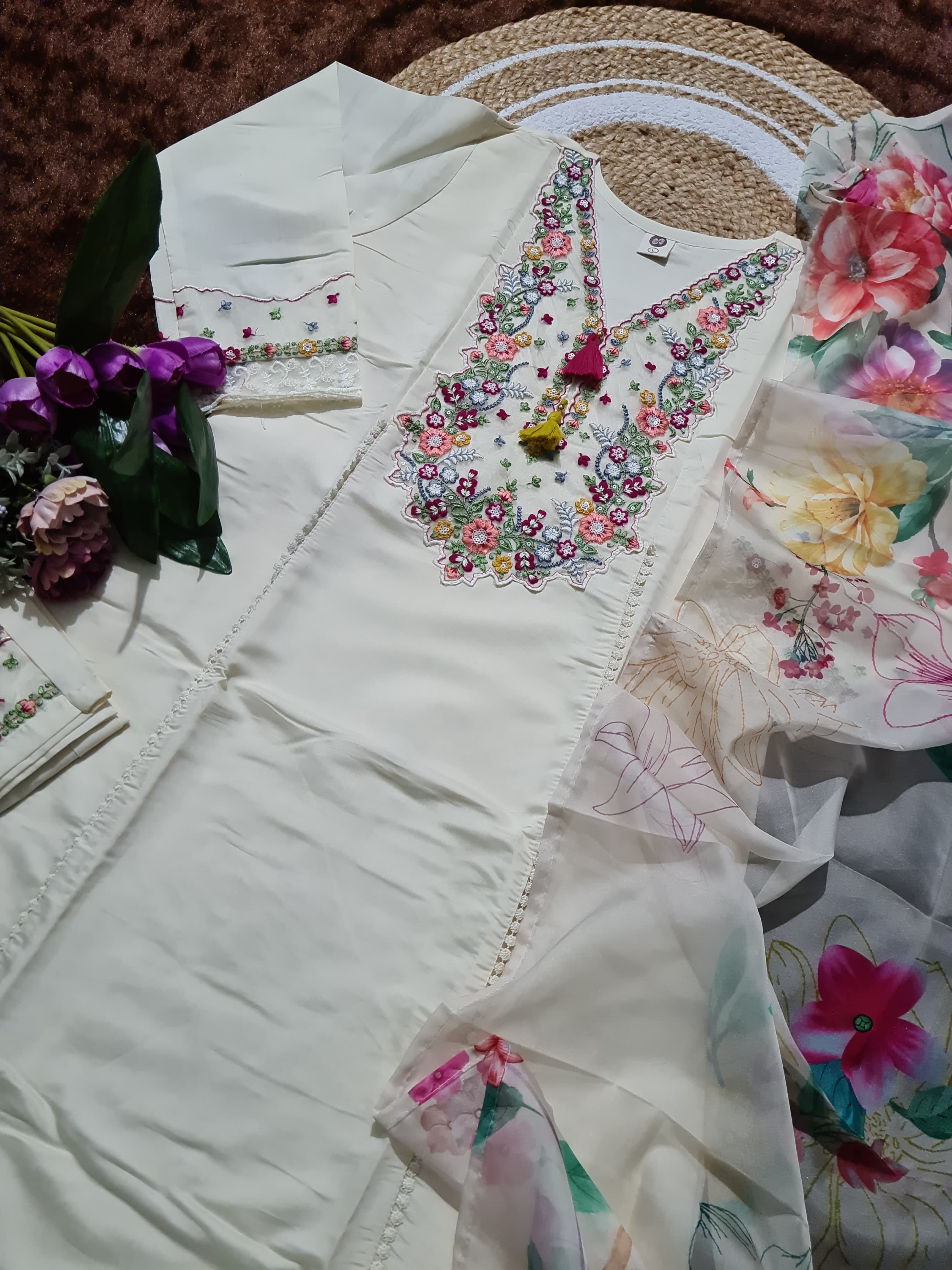 Embroidered Elegance 3-Peice Set