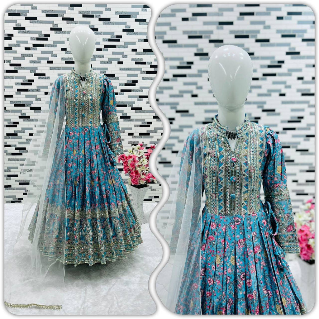 Heavy Chinon Silk Gown With Dupatta