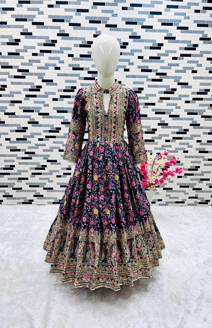 Heavy Chinon Silk Gown With Dupatta