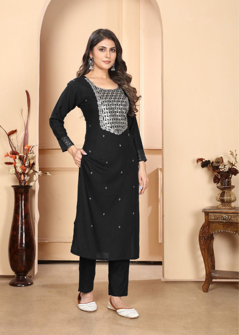 Riyon Heavy Sequence Embroidery Top With Pant