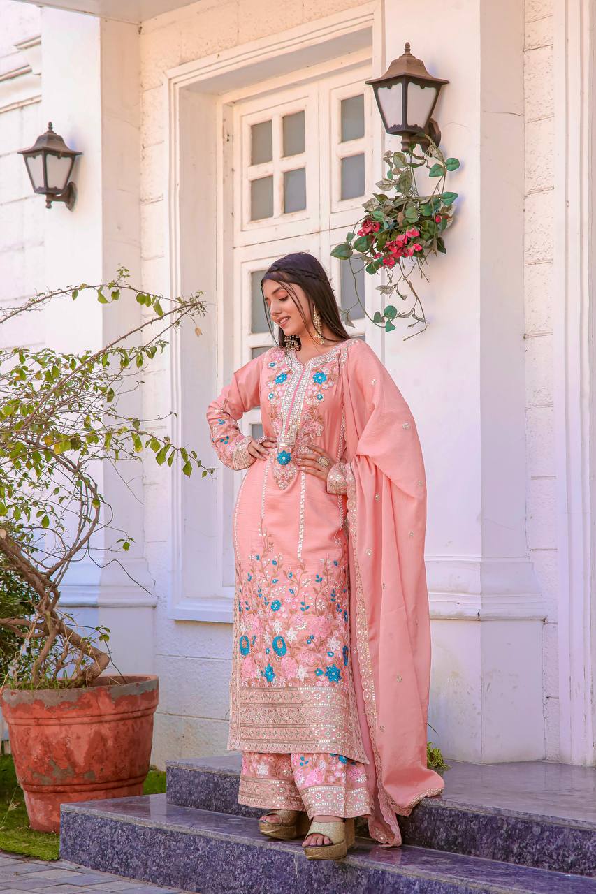 Stylish 3-Piece Set with Dupatta and Bottom