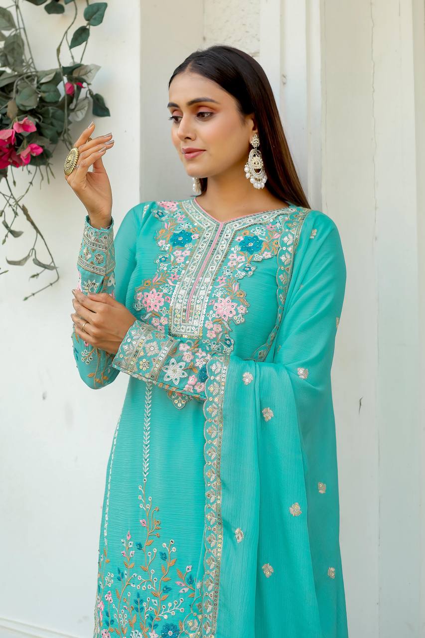 Stylish 3-Piece Set with Dupatta and Bottom