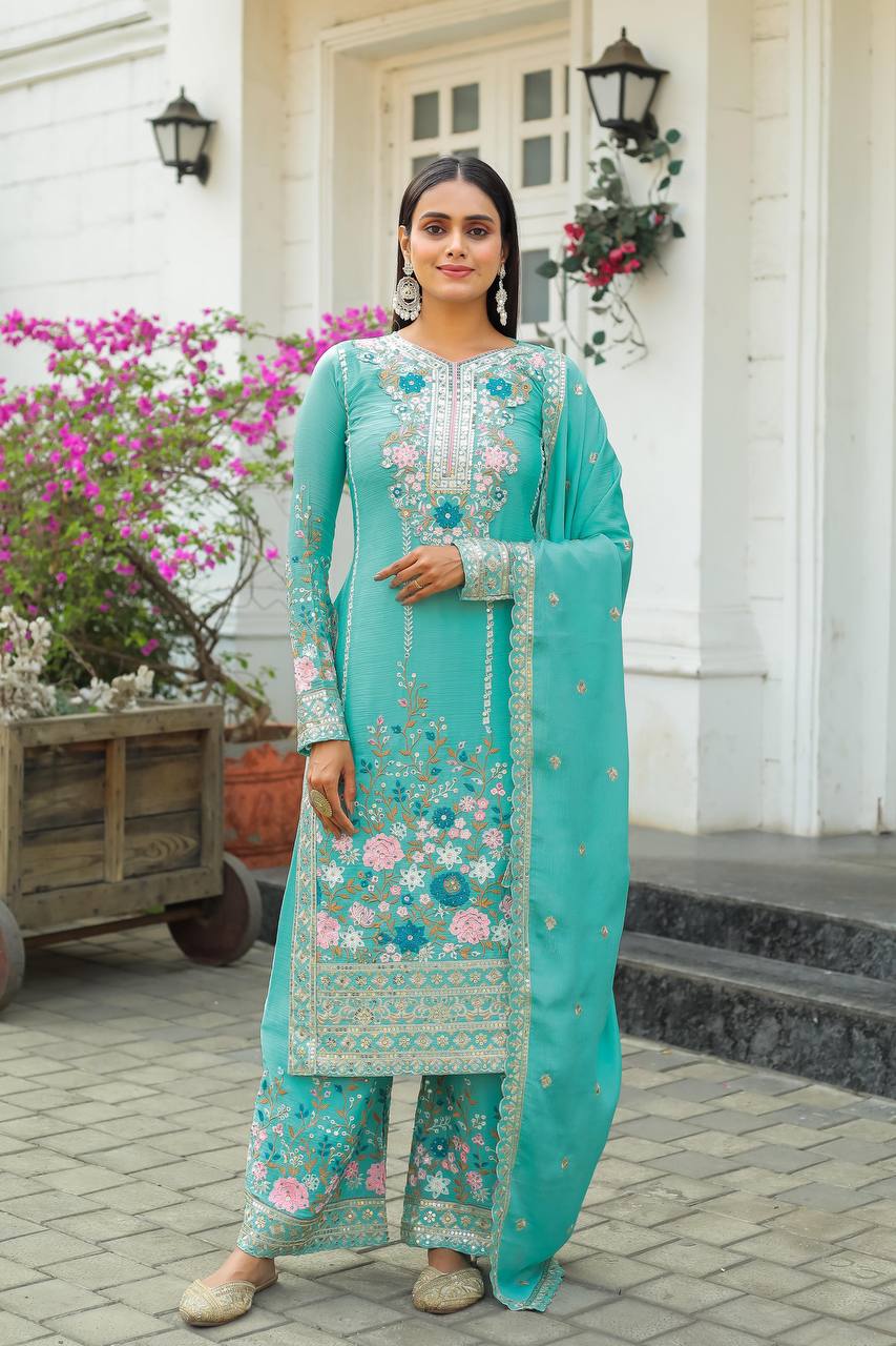 Stylish 3-Piece Set with Dupatta and Bottom