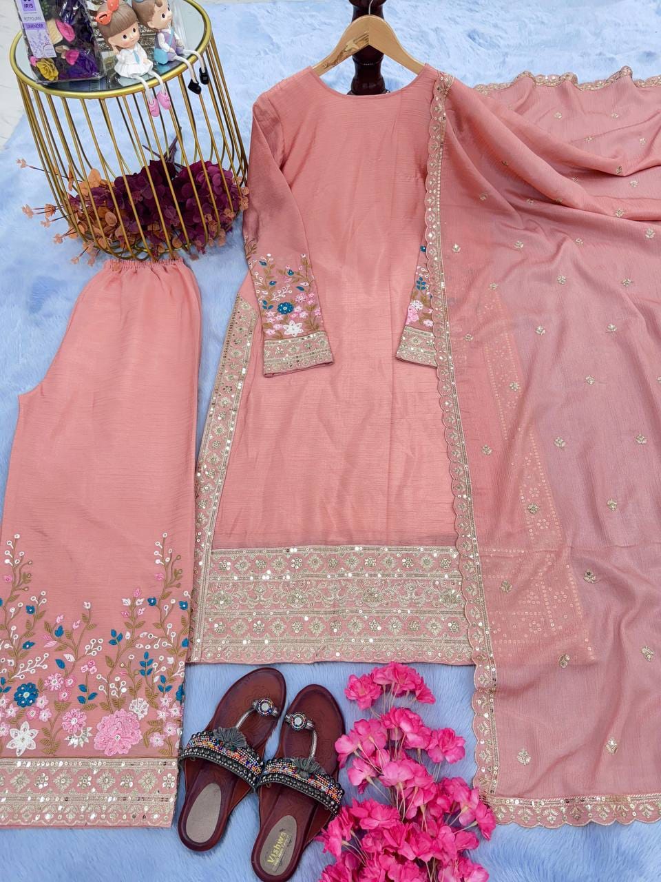 Stylish 3-Piece Set with Dupatta and Bottom