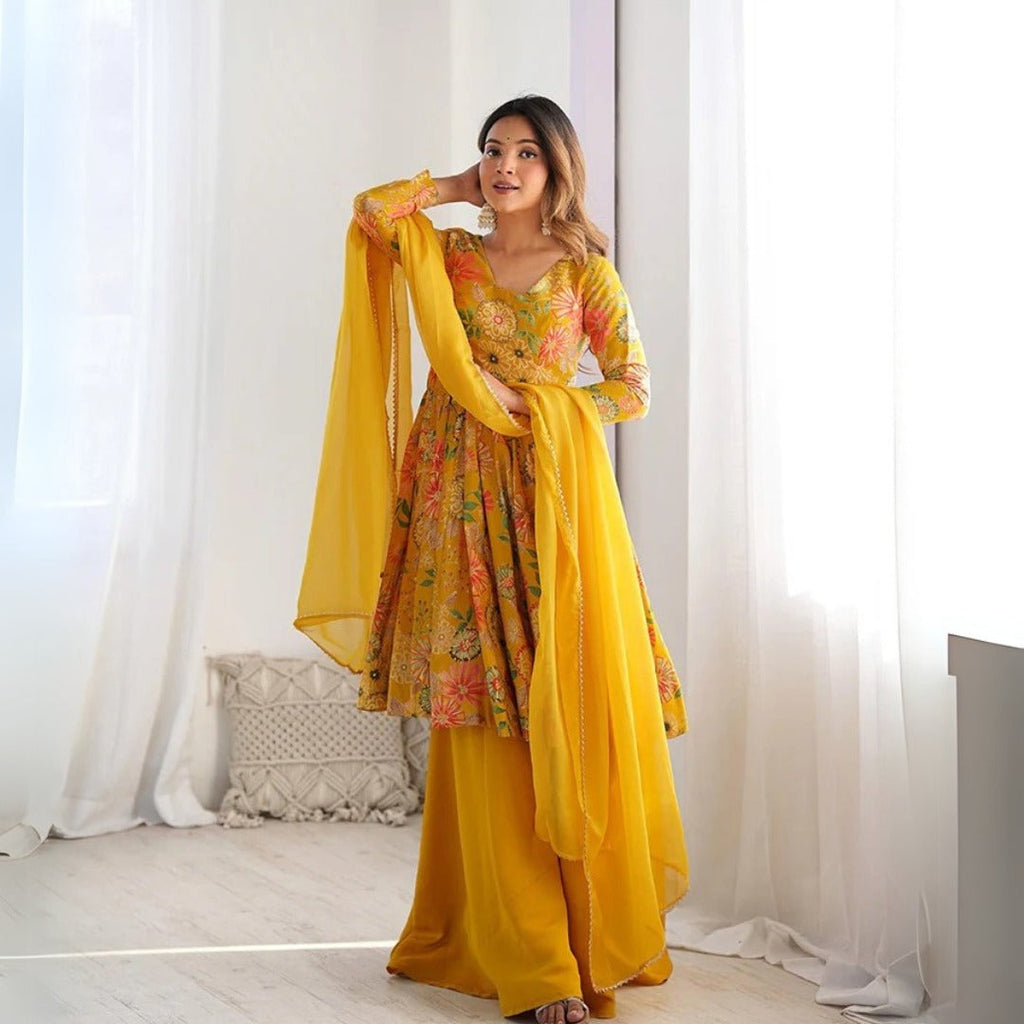 Gorgeous Printed Palazzo Suit With Dupatta