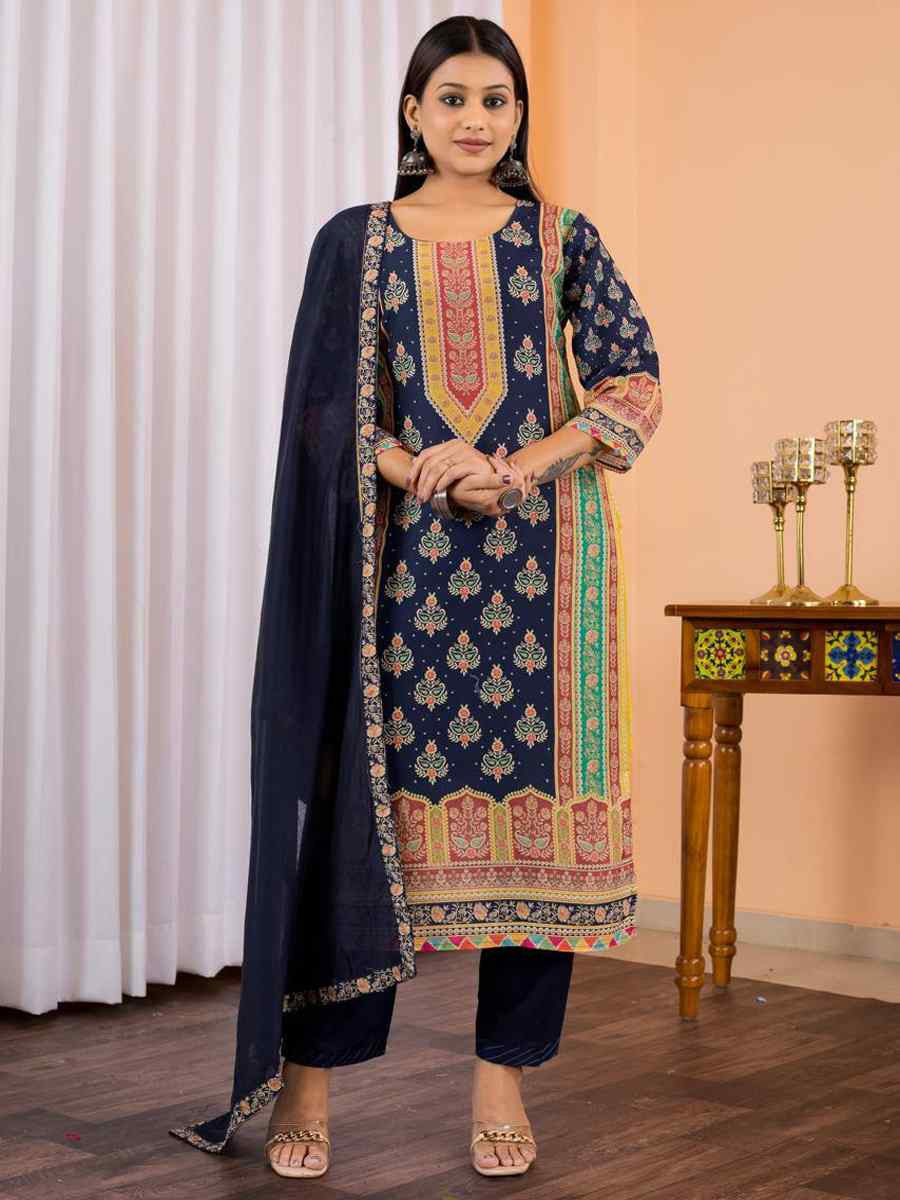Floral Embroidered Regular Maslin Fabric Suit