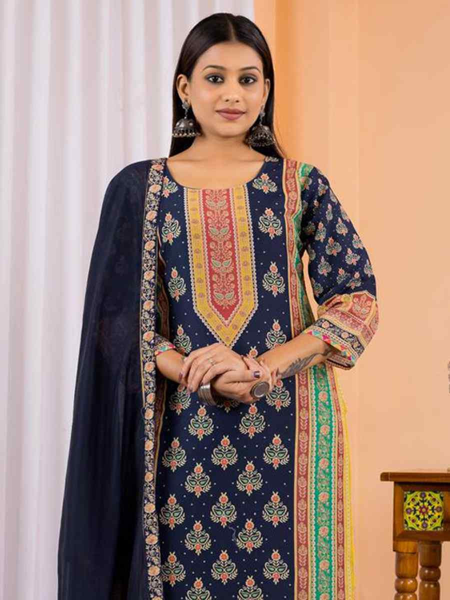 Floral Embroidered Regular Maslin Fabric Suit