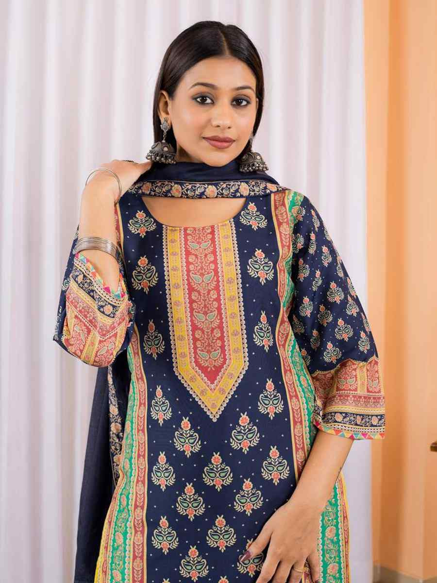 Floral Embroidered Regular Maslin Fabric Suit