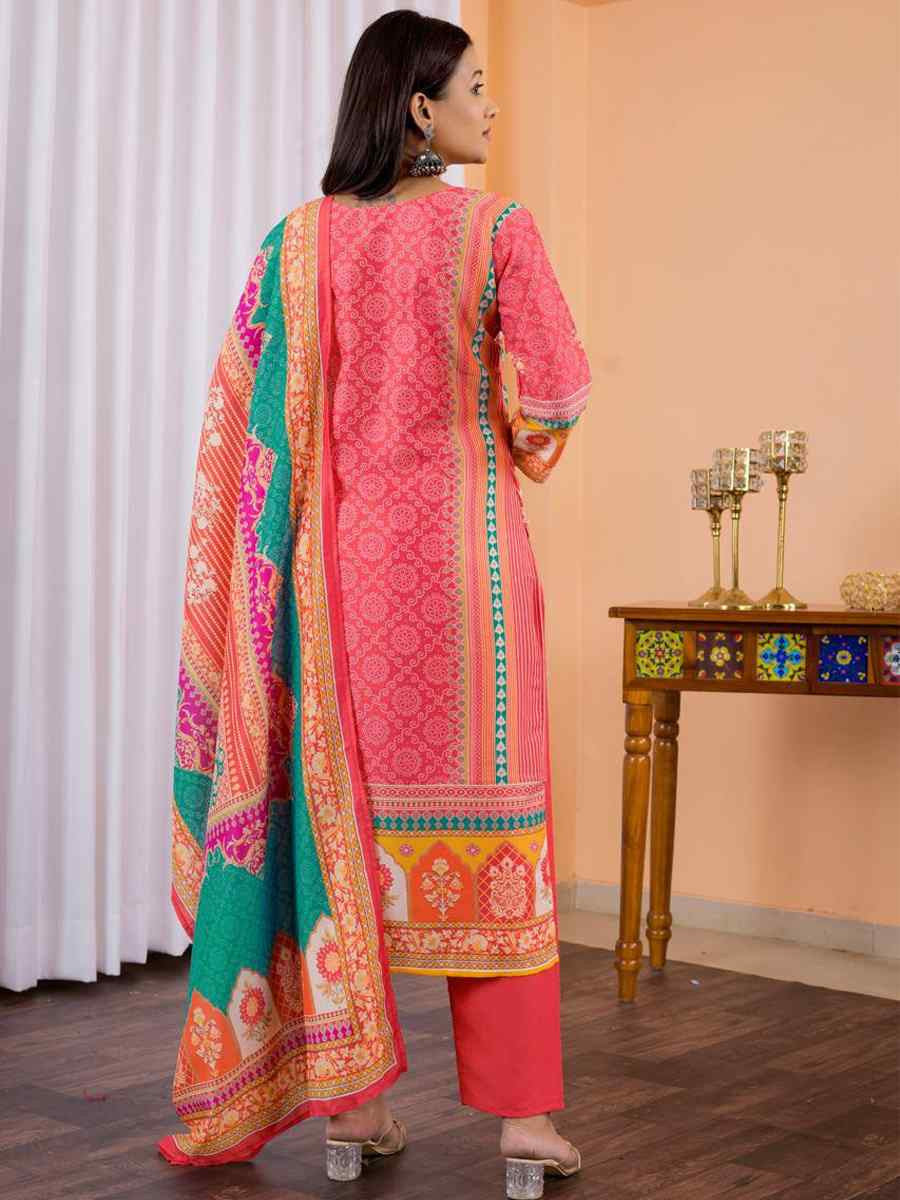 Floral Embroidered Regular Maslin Fabric Suit