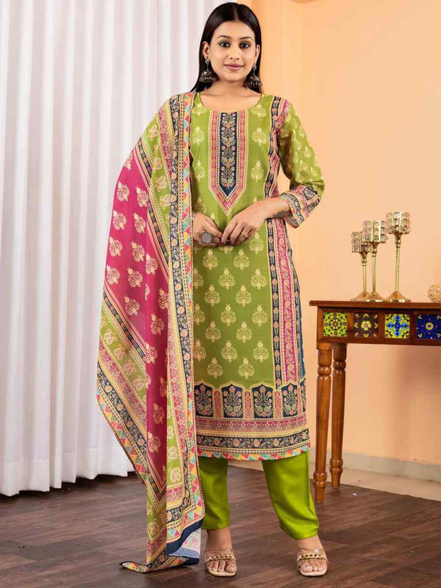 Floral Embroidered Regular Maslin Fabric Suit