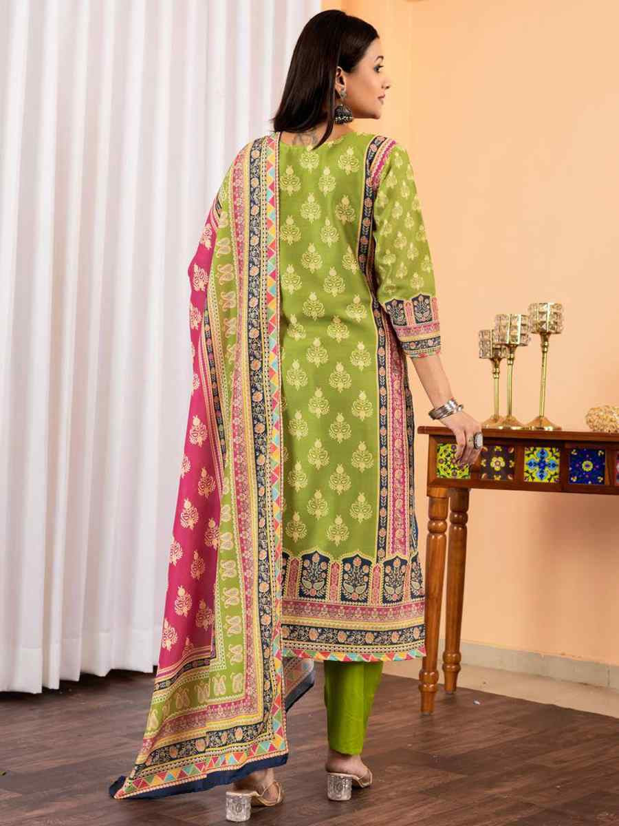 Floral Embroidered Regular Maslin Fabric Suit