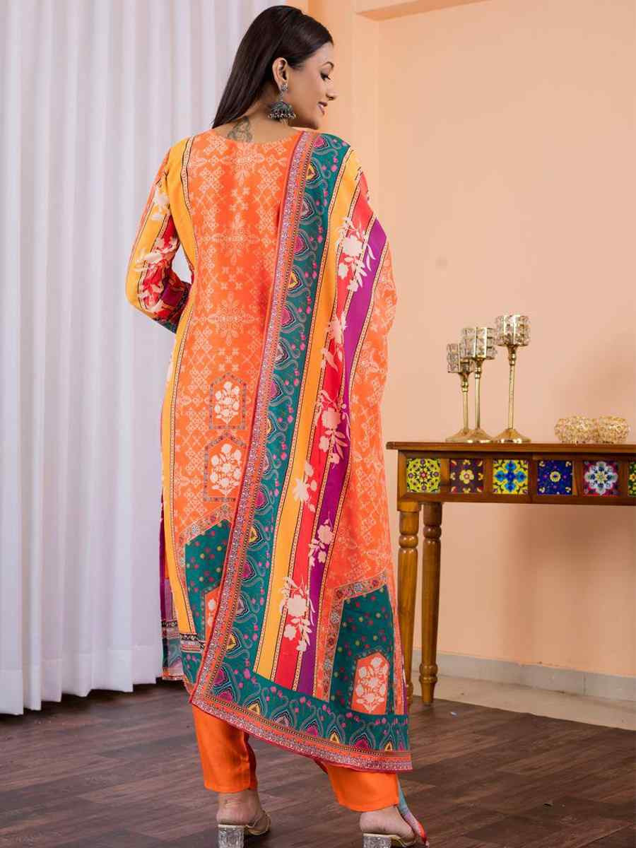 Floral Embroidered Regular Maslin Fabric Suit