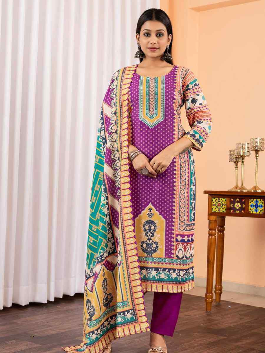 Floral Embroidered Regular Maslin Fabric Suit