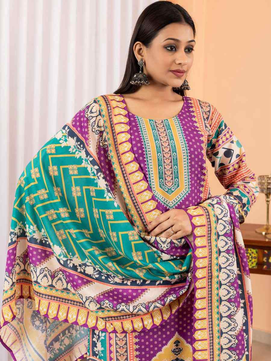 Floral Embroidered Regular Maslin Fabric Suit