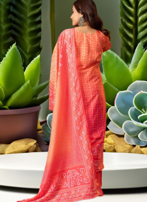 Floral Embroidered Regular Maslin Fabric Suit